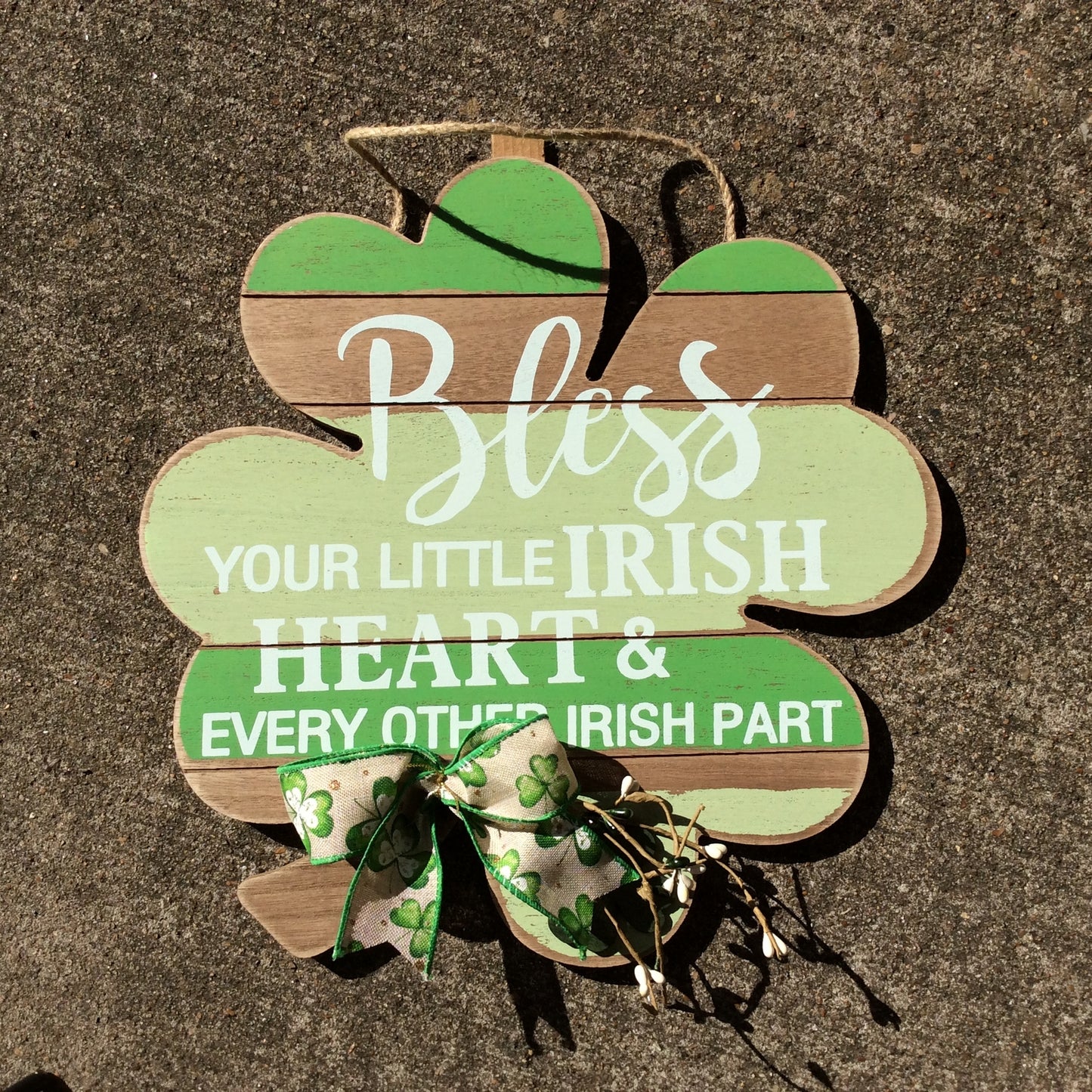 St. Patricks Day Decor - LG Bless Irish Heart Shamrock Sign