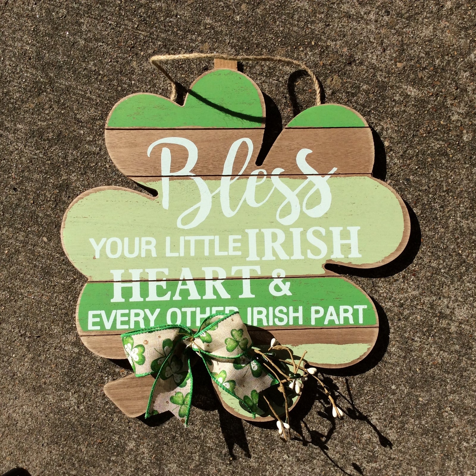St. Patricks Day Decor - LG Bless Irish Heart Shamrock Sign