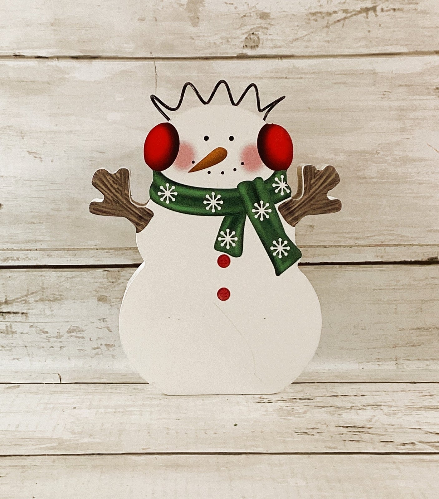 HL Christmas Decor - Chunky Wood Snowman Sitter