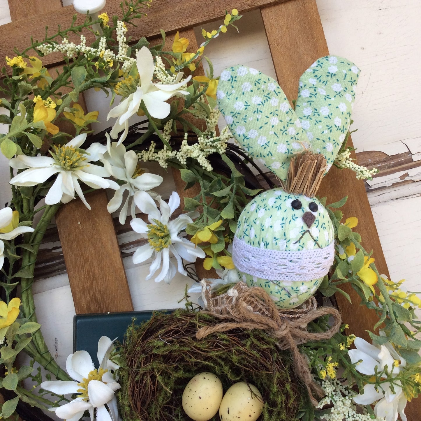 AGD Easter Decor - No Bunny Loves You Like Jesus Fence Lighted Wreath