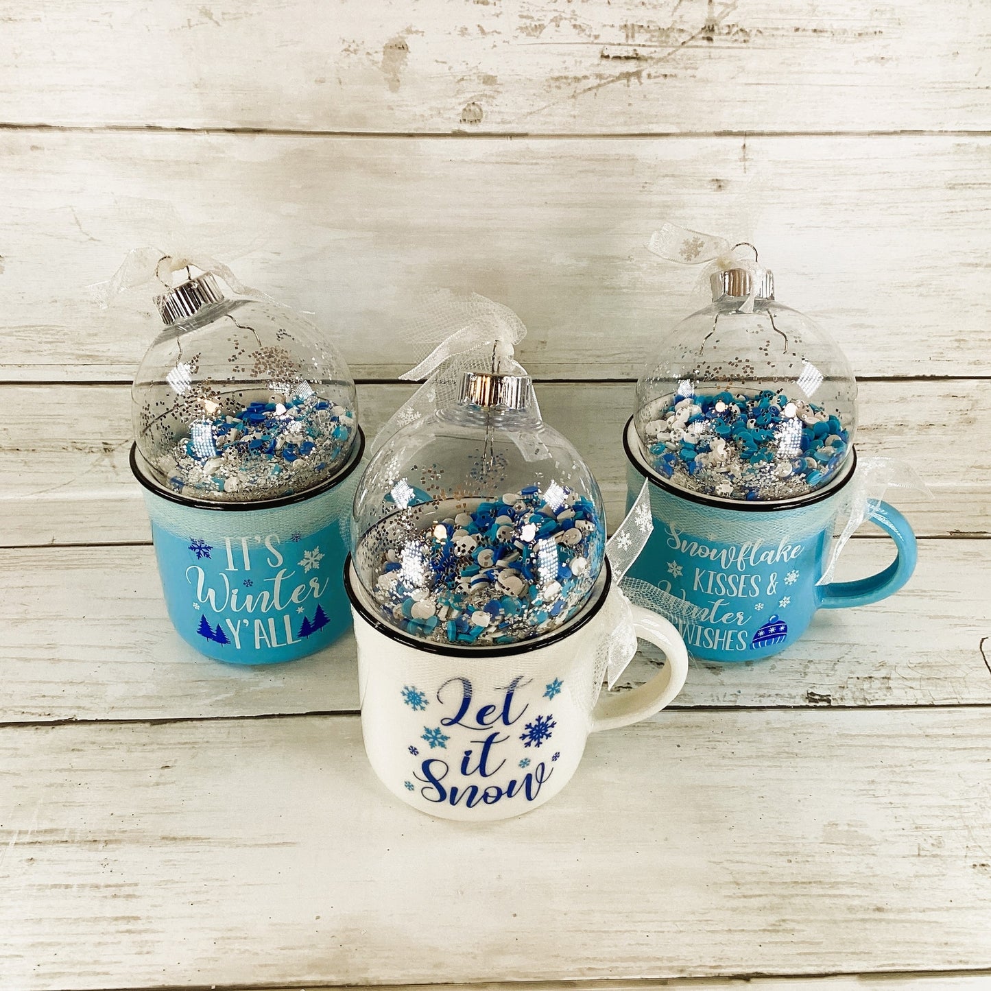 AGD Christmas Decor - Winter Snow Theme Espresso Cup Shaker 3pc Set