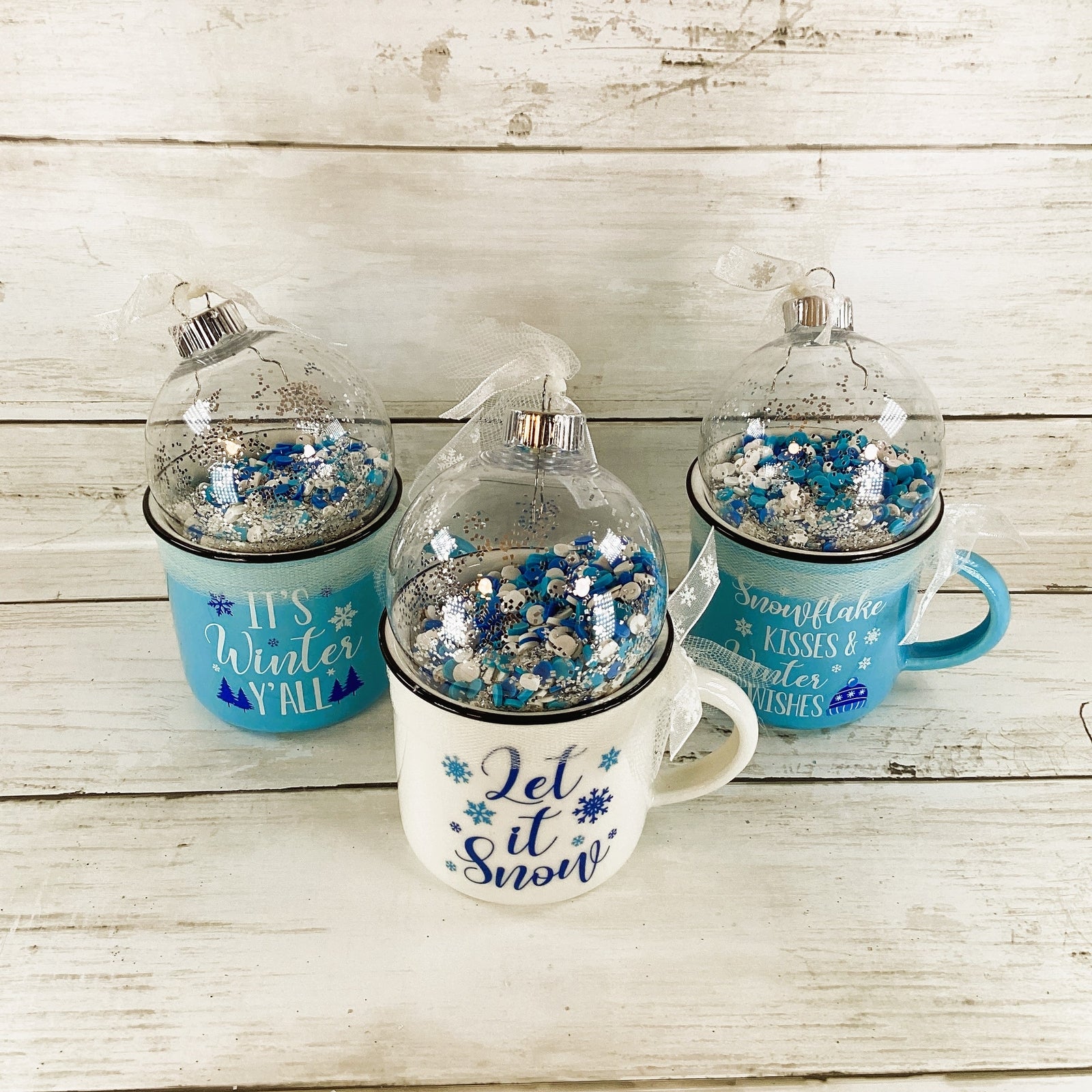 AGD Christmas Decor - Winter Snow Theme Espresso Cup Shaker 3pc Set