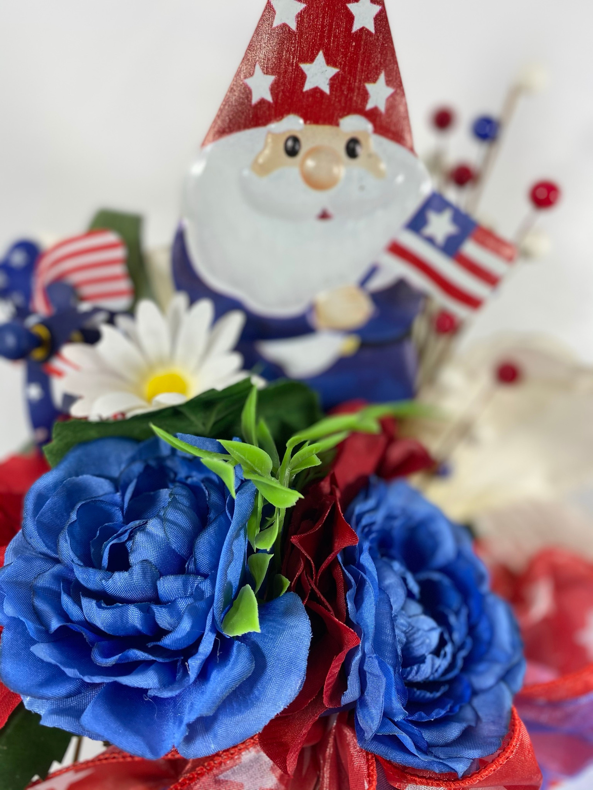AGD Patriotic Decor - July 4th Gnome Floral Centerpiece