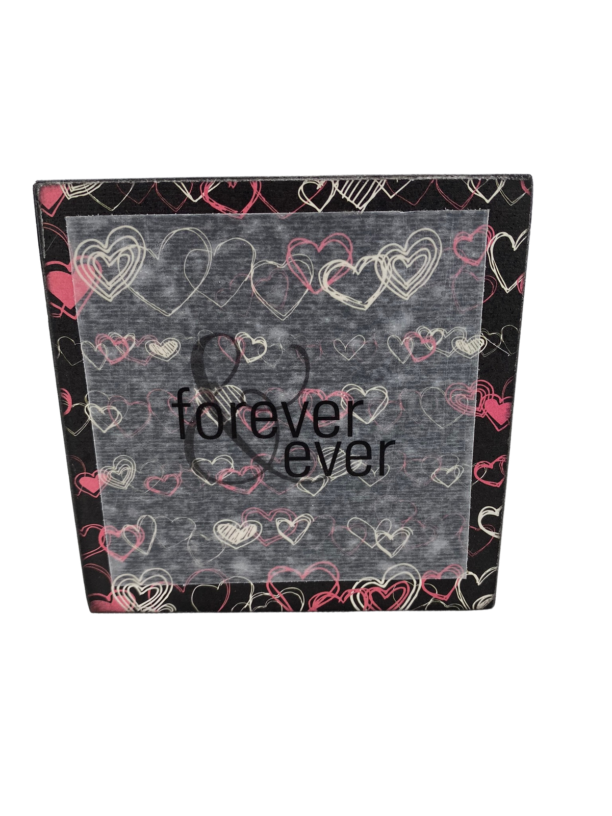 AGD Valentines Decor -  Pink White Black Love Sayings Wood Block