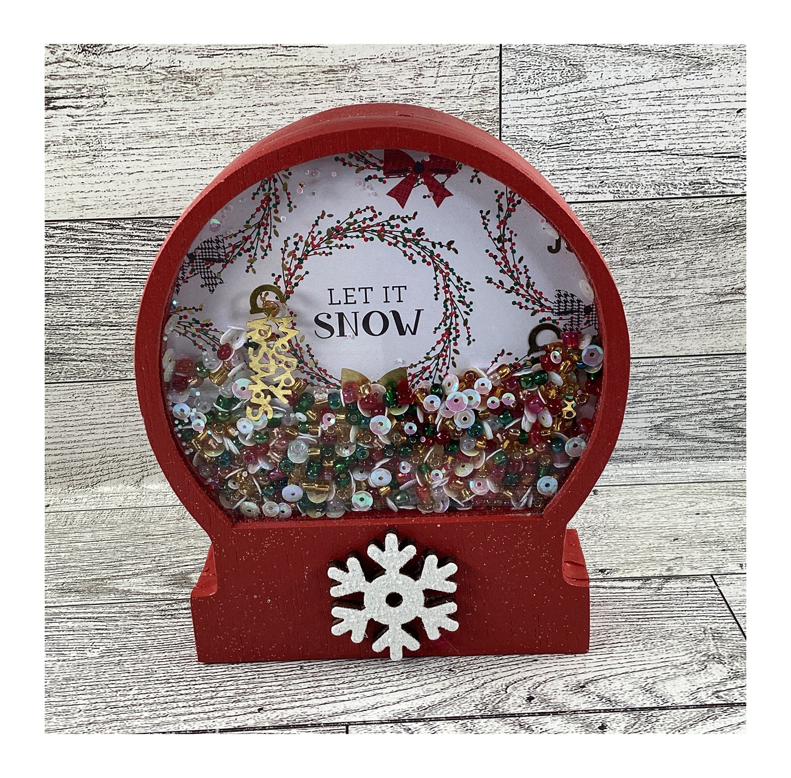 AGD Christmas Decor - Let It Snow Globe Chunky Wood Shaker