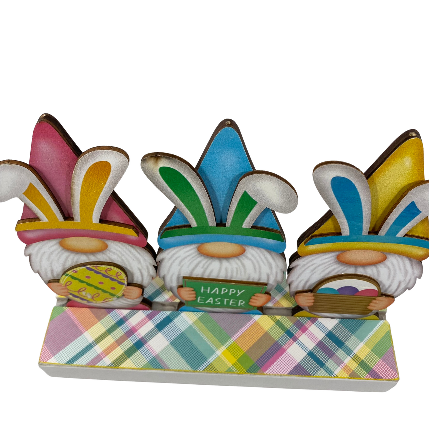 AGD Easter Decor - Happy Easter Wood Gnomes Display