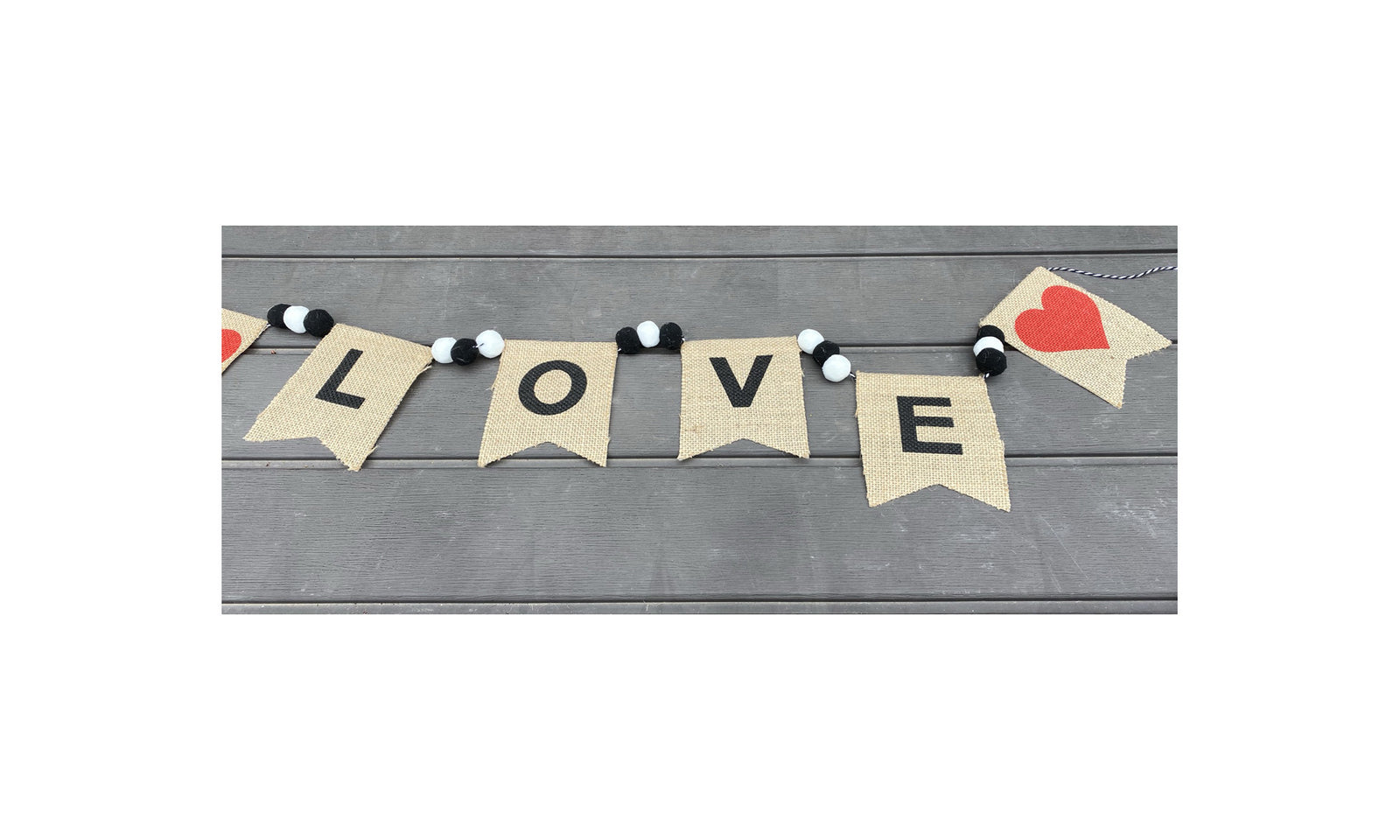 AGD Valentines Decor - Felt Balls and Burlap Love Pennant Garland 4.5ft