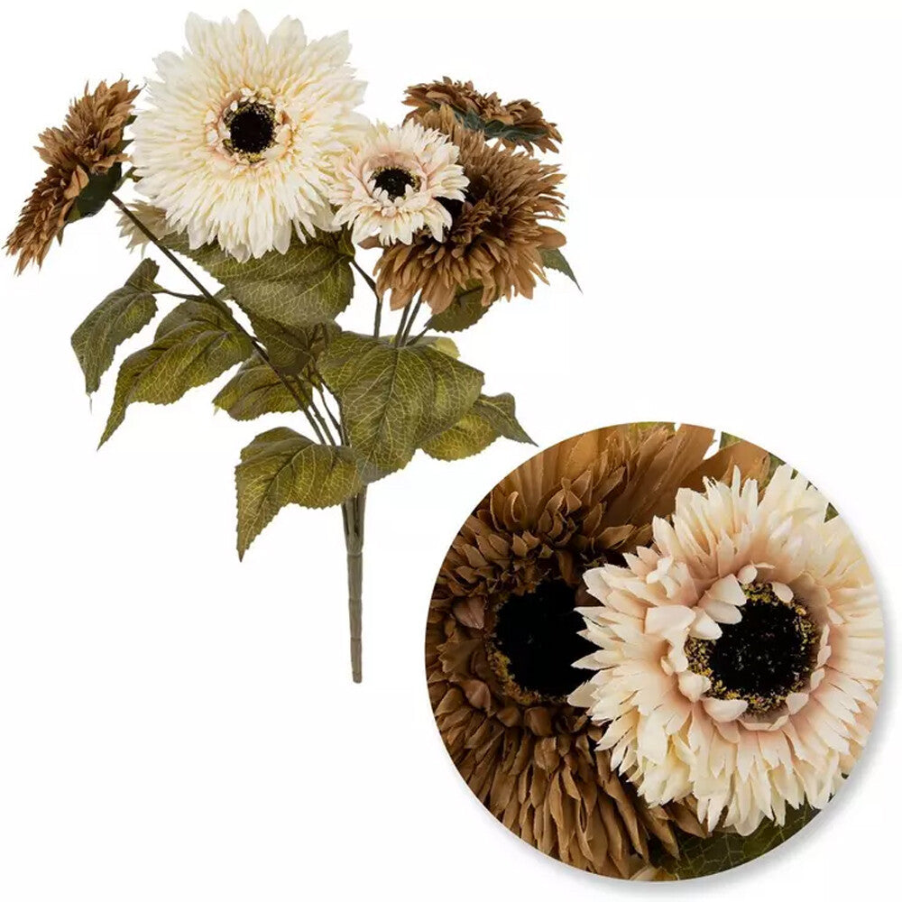 HL  Fall Supply - Cream Almond Teddy Bear Sunflower Floral Bush 3pc Set