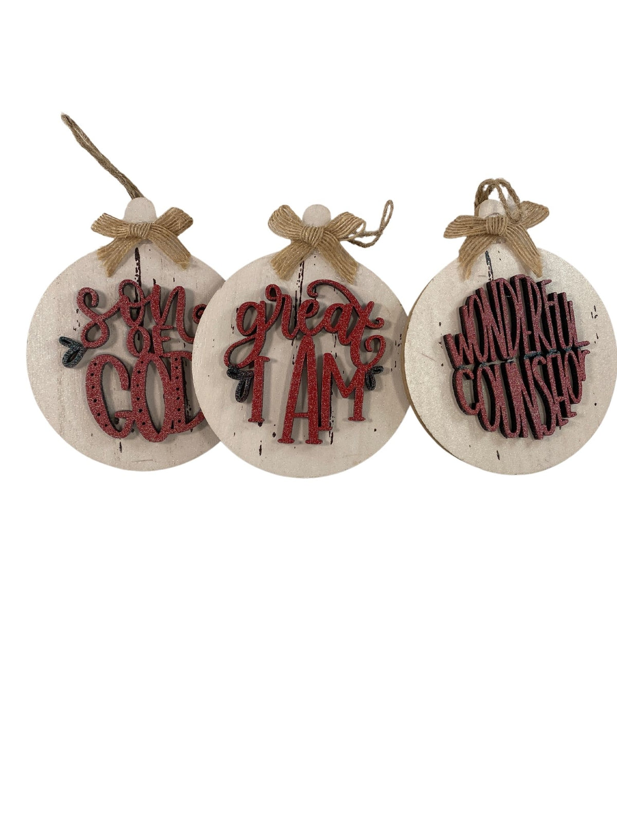 AGD Christmas Decor -  Names of God Advent Layered Wood Ornaments 12pc