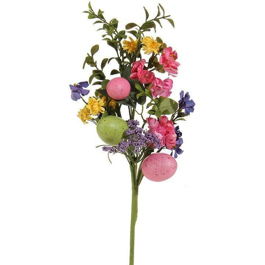 RAZ Imports Easter Decor - Bright Spring Egg Flower Floral Spray Pick