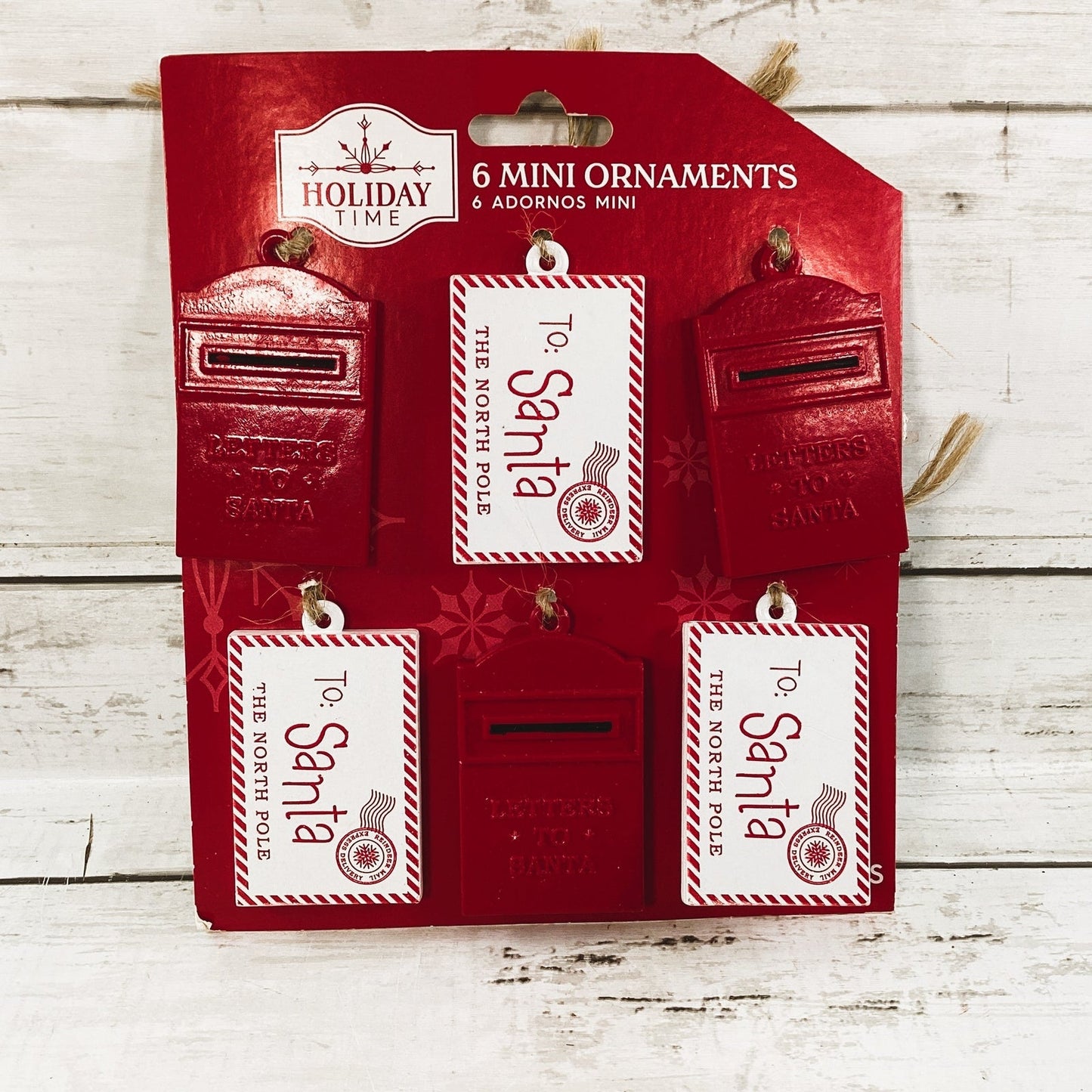 WM Christmas Decor - Mini Santa Letter Mailbox Ornaments 6pc