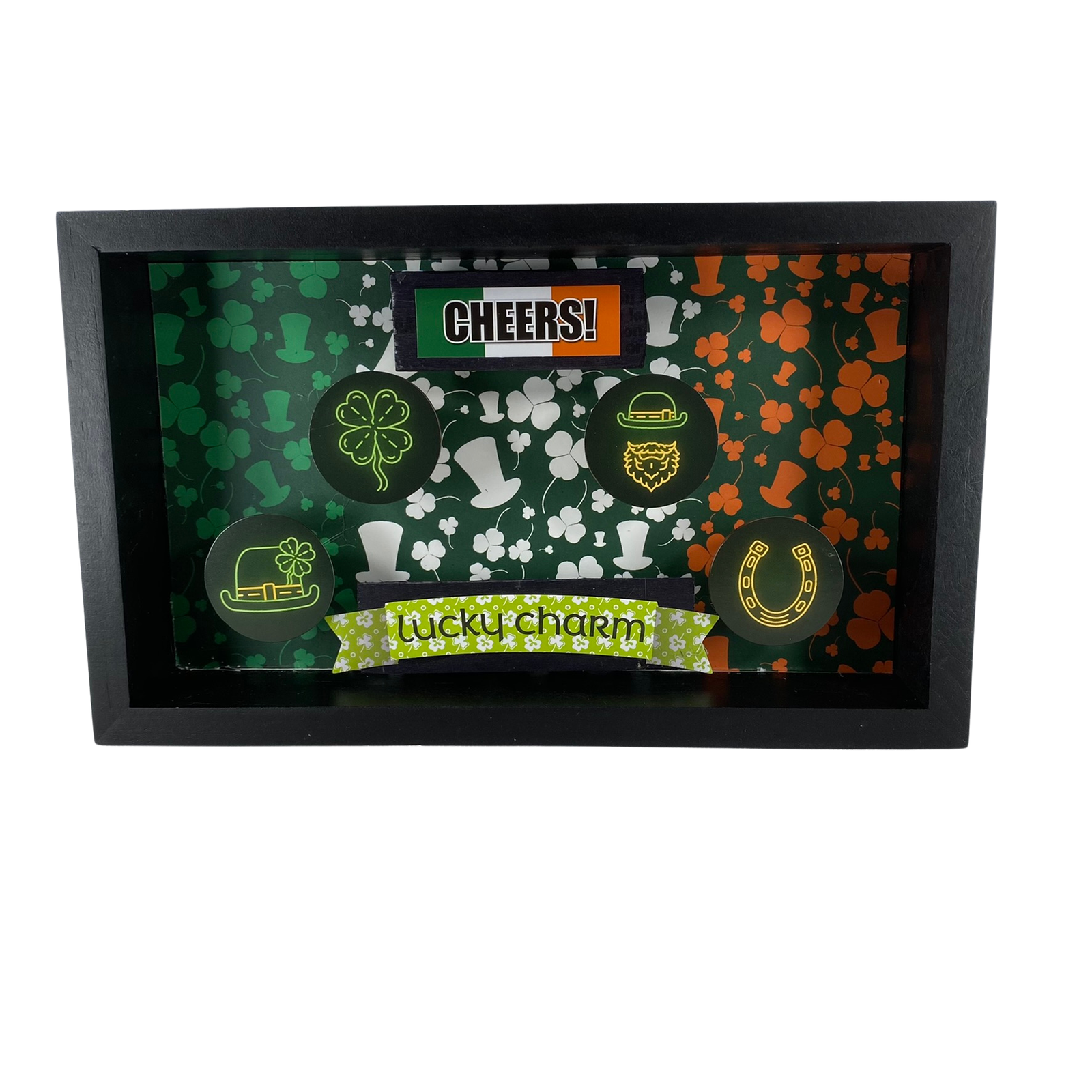 AGD Saint Patricks Decor - Irish Icons Cheers Reversible Inset Box Sign