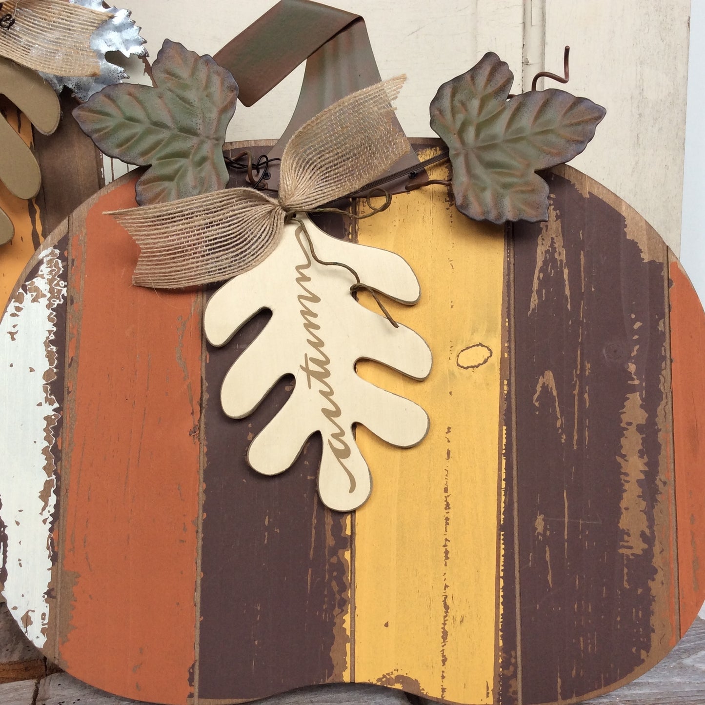 AGD Fall Decor - Slat Pallet Pumpkins Autumn Harvest Fall 3pc Set