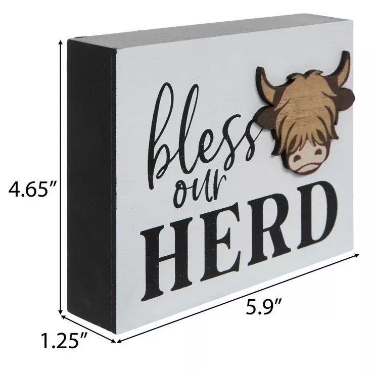 HL Spring Decor - Blessed Our Herd Highland Cow Box Sign