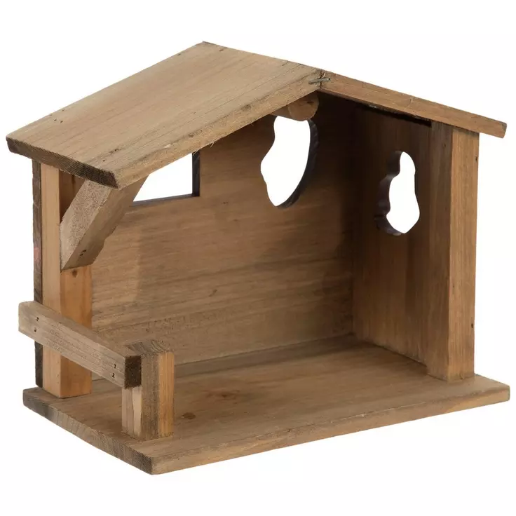 HL Christmas Decor - Natural Wood Unfinished Manger Stable