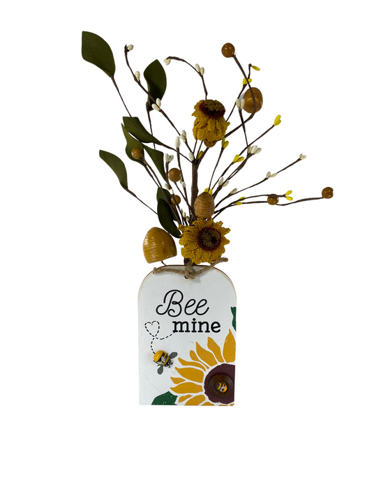 AGD  Spring Summer Decor  – Primitive Bee Mine Sunflower Floral Display