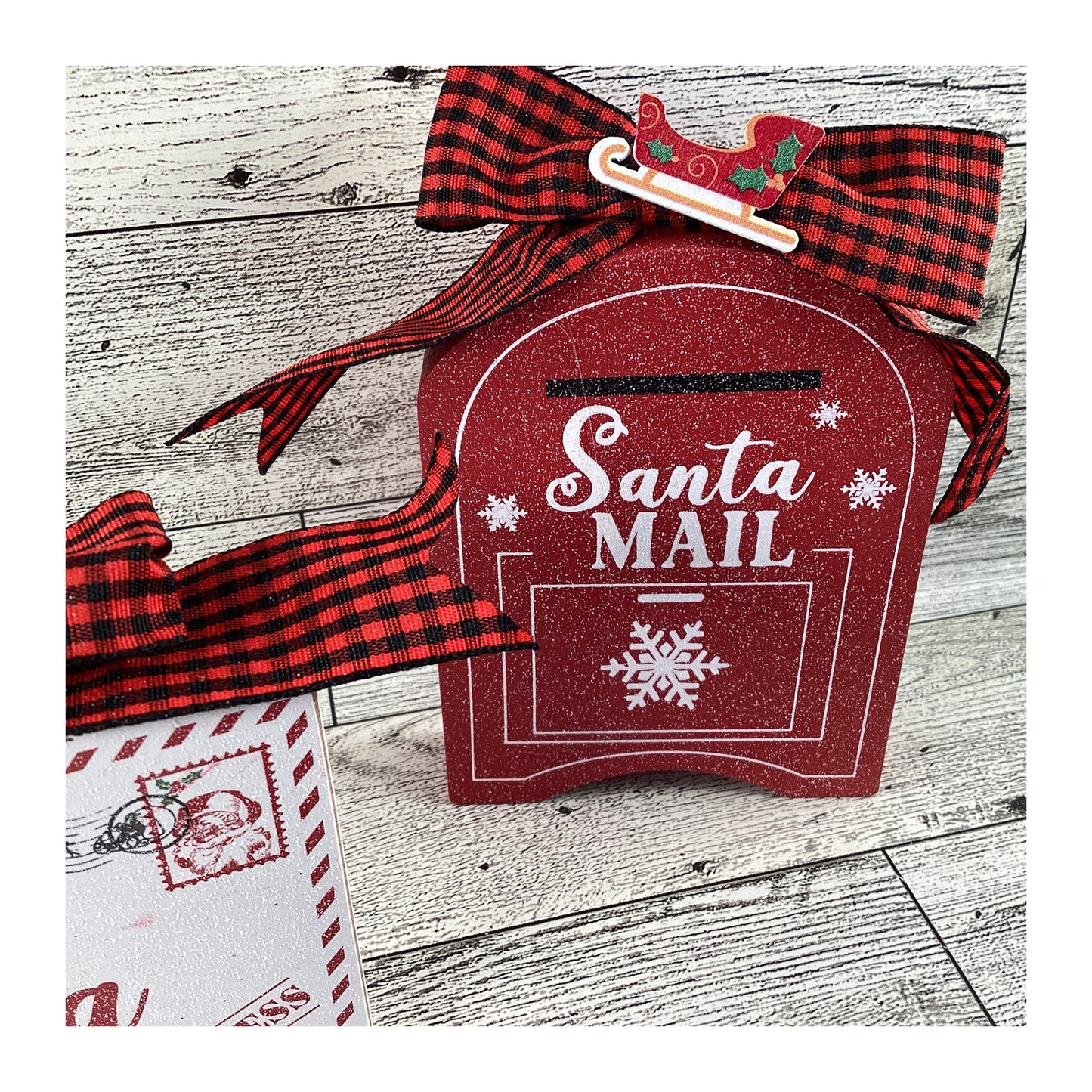 AGD Christmas Decor - North Pole Letter Santa Mailbox Tier Tray 2pc Set