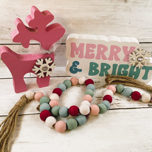 AGD Christmas Decor - Merry Retro Mid Century Pastel  Deer Tree 3pc