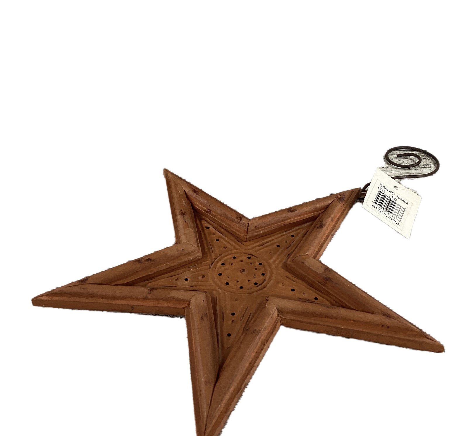 THT  Prim Decor - Fall Autumn Muted Orange Star Ornament 3pc