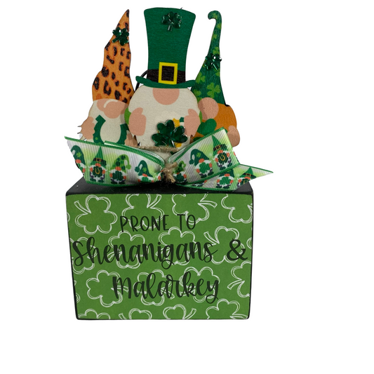 AGD St Patrick's Decor - Shenanigans Malarkey Gnomes Tiered Tray Sign