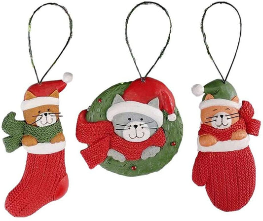 BB Christmas Decor - Mittens Stocking Kitten Cats 3pc Set