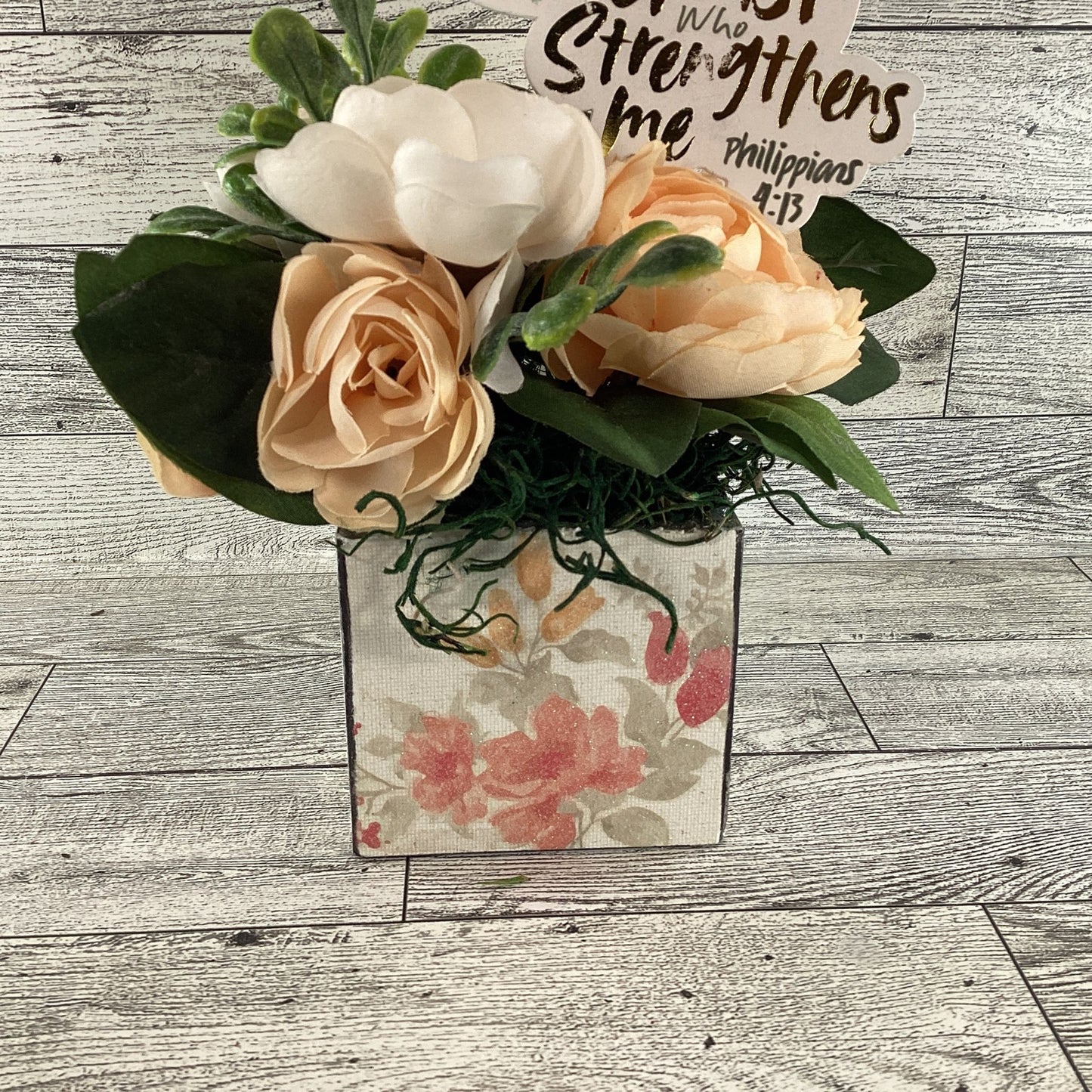 AGD Faith Based Decor - All Things Through Christ Floral Display