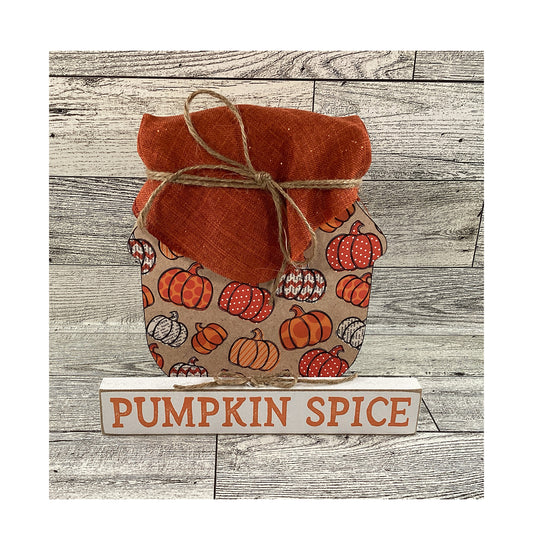AGD Fall Decor - Chunky Wood Pumpkin Spice Butter Jar 2pc Set