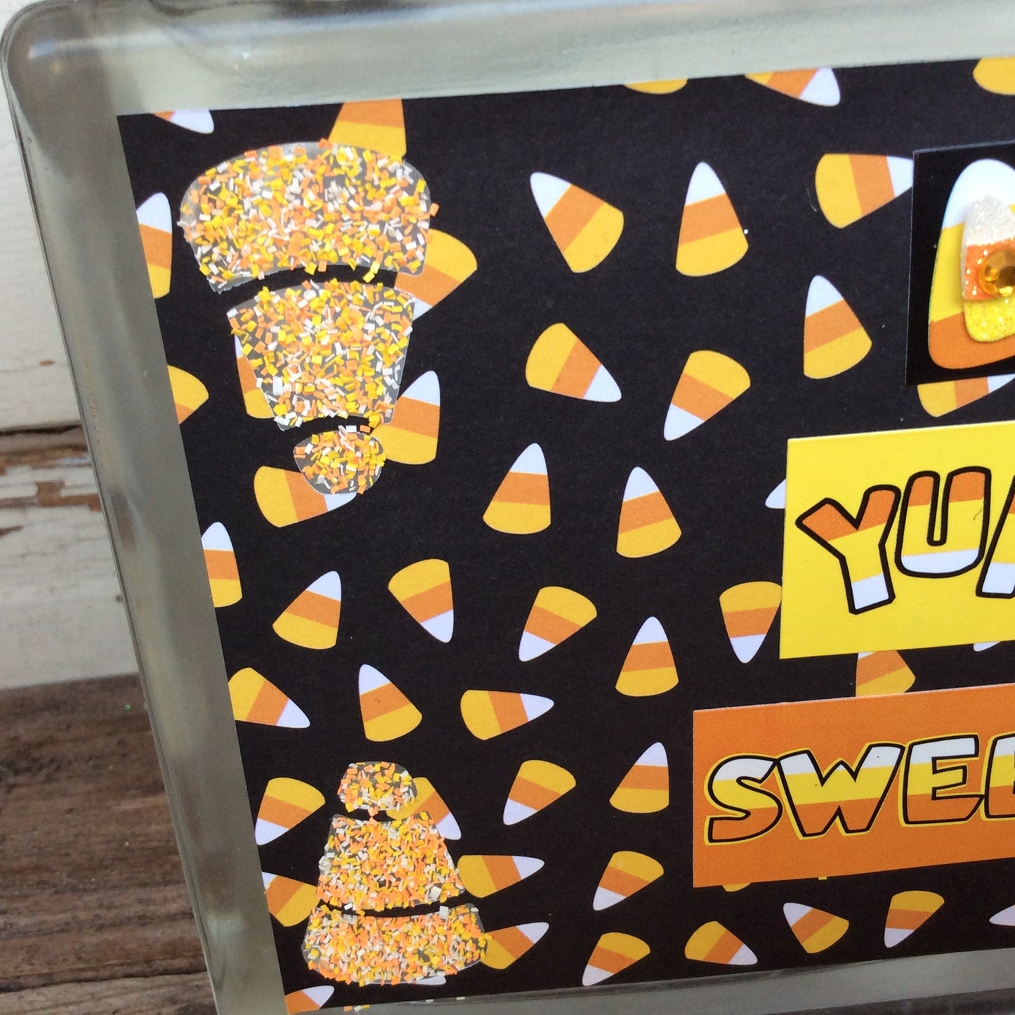 AGD Halloween Decor - Yum Sweet Candy Corn Lighted Glass Block