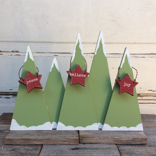 AGD Christmas Decor - Mountain Star Joy Peace Believe Display