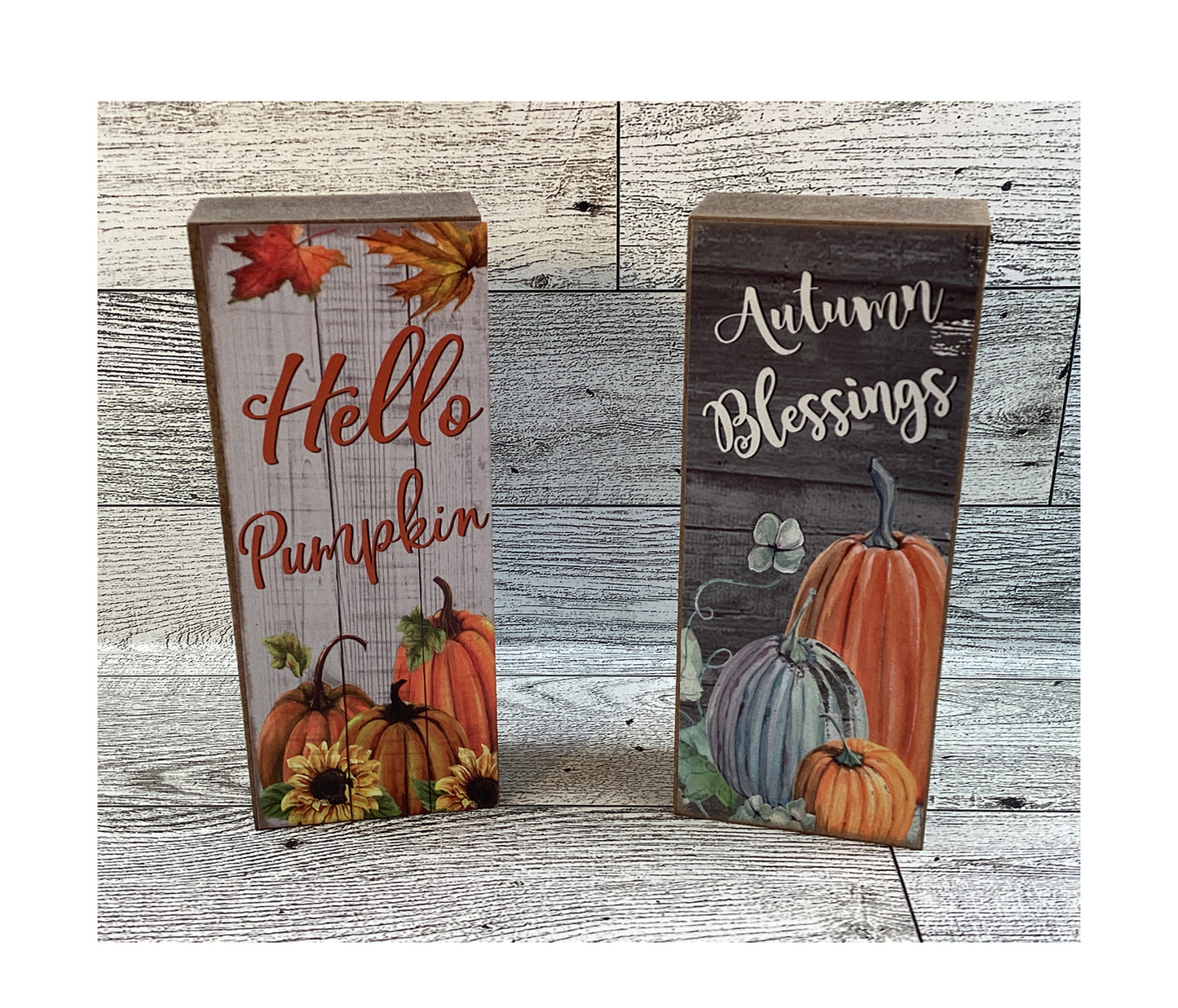 AGD Fall Decor - Hello Pumpkin Autumn Blessings Mini Pumpkin Tier Tray Decor 