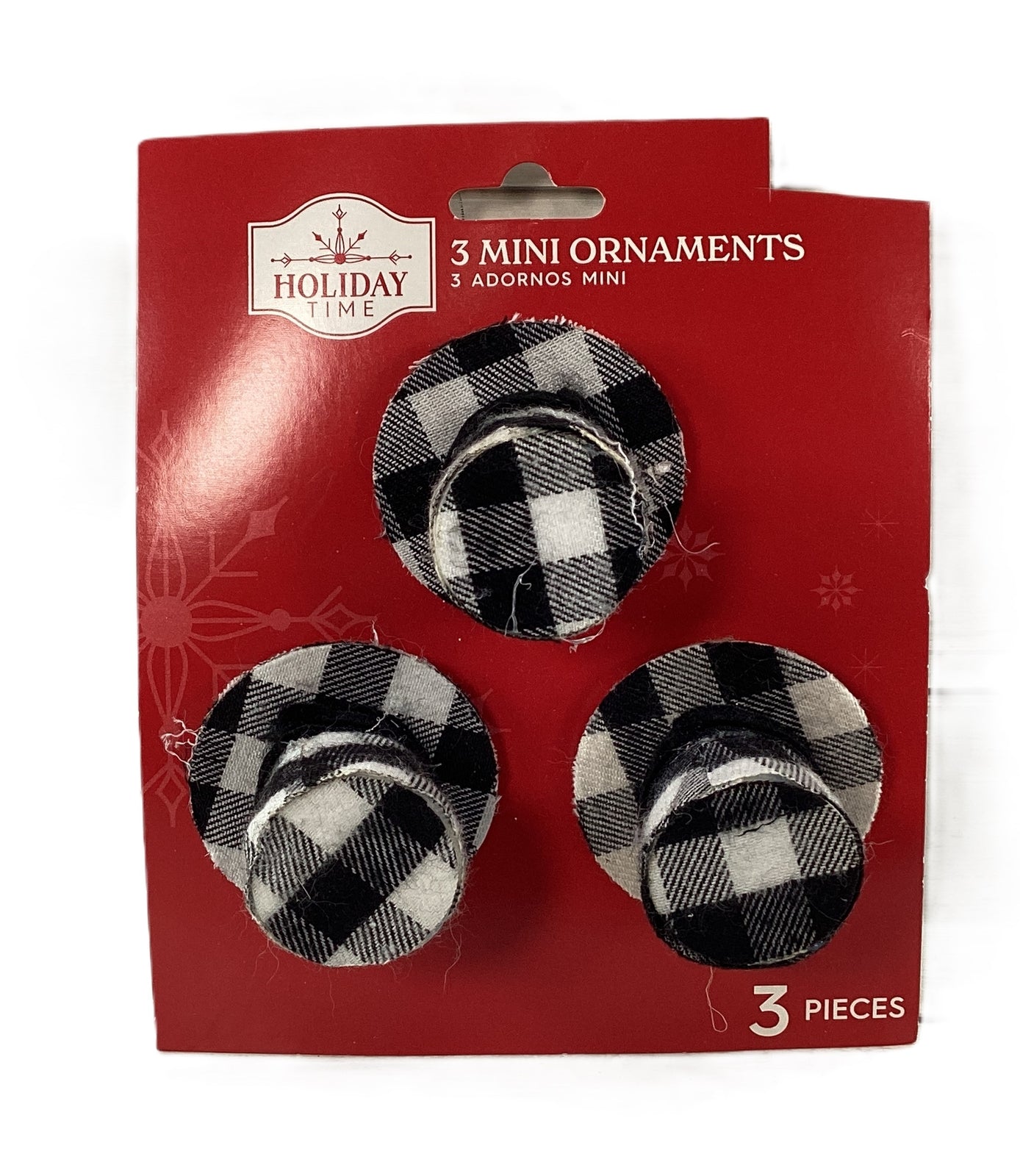 WM Christmas Decor - Miniature Tree Snowman Hat Ornaments 3pc Set