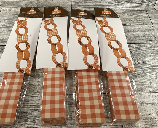 HL Fall Decor - DIY Orange White Designs Paper Chain 5 sets