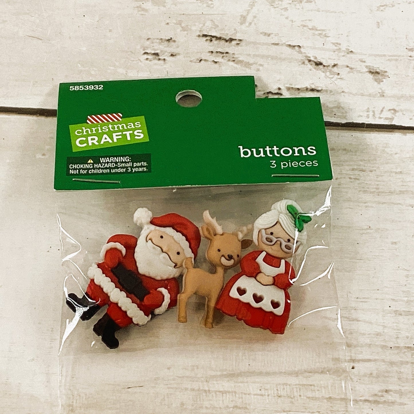 HL Christmas Craft Supply - Santa And Mrs Claus Button Embellishments 3pc