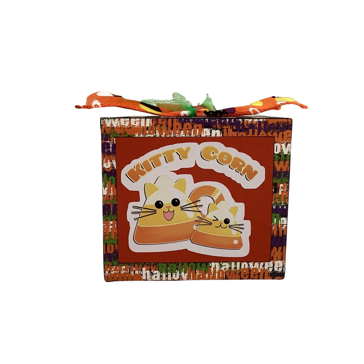 AGD Halloween Decor - Kitty Candy Corn Cat Box Sign