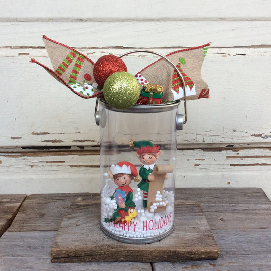 AGD Christmas Decor – #Happy Holidays  Elf  Dome Pail Display