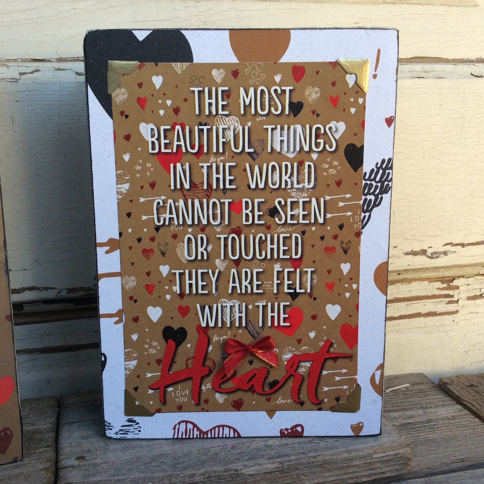 AGD Valentines Decor - I Love You Felt With The Heart Box Signs 2pc