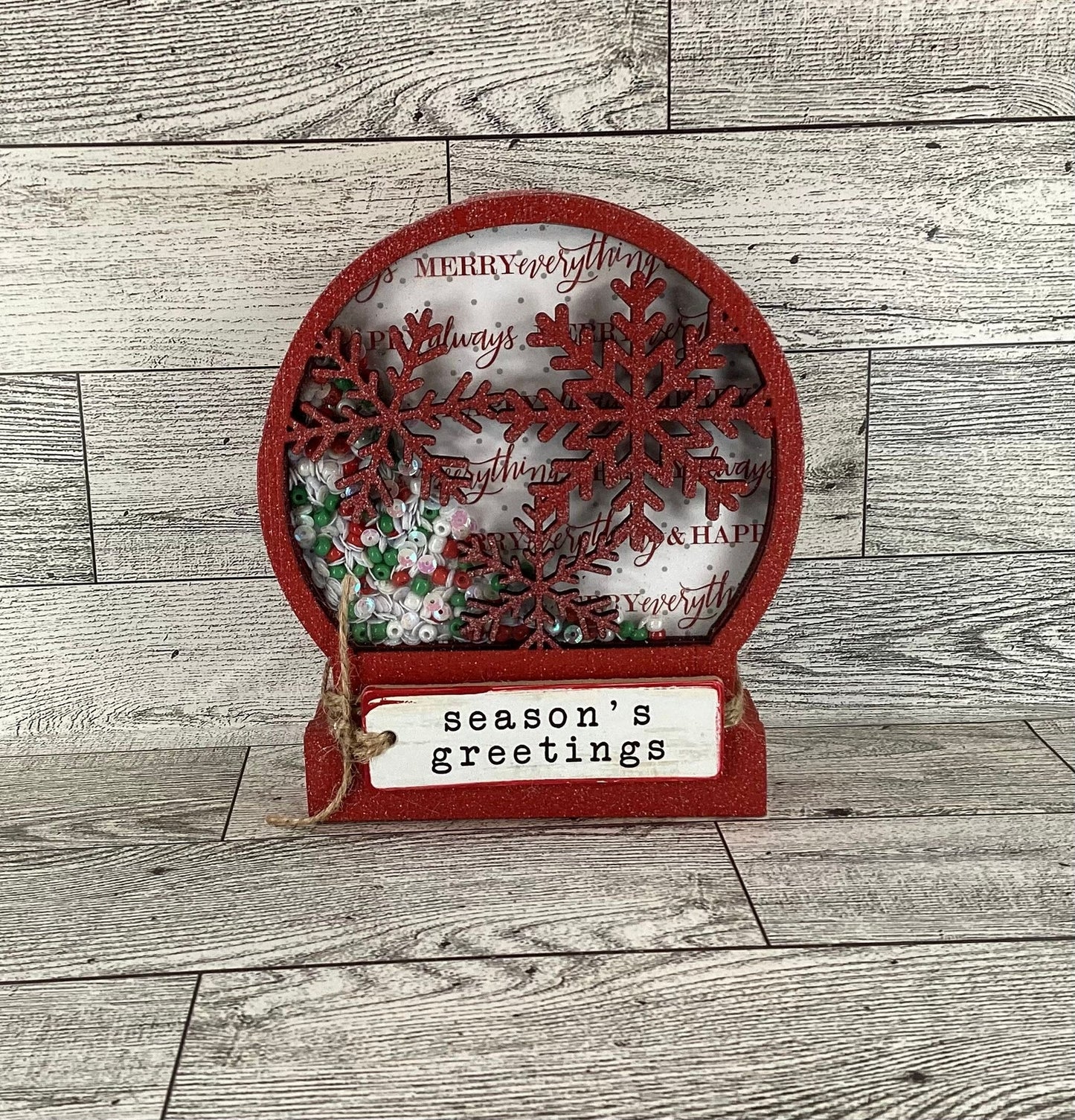 AGD Christmas Decor - Season Greetings Snow Globe Chunky Wood Shaker