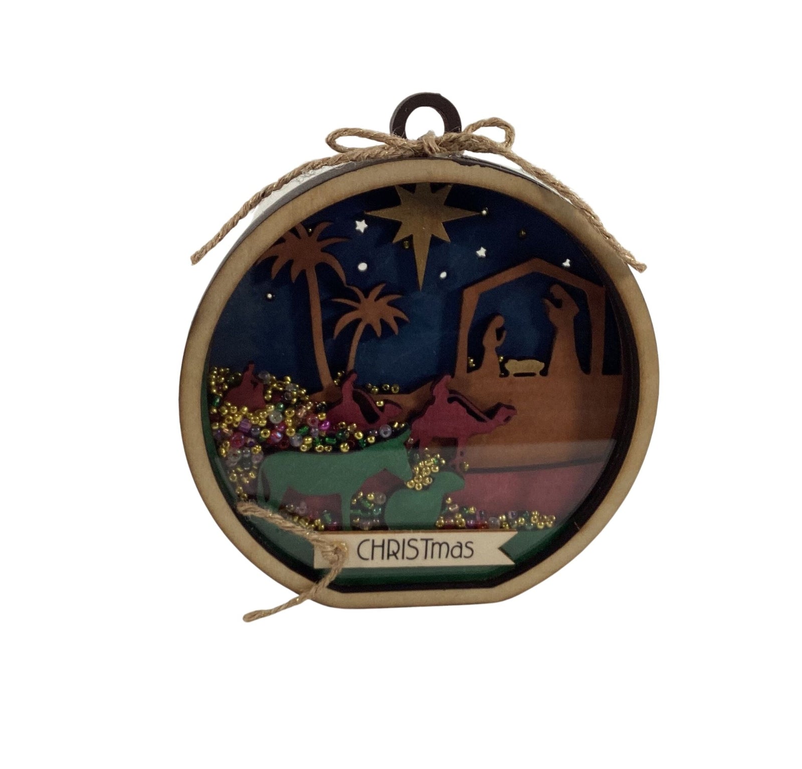 AGD Christmas Decor -  Nativity Layered Scene Chunky Wood Shaker