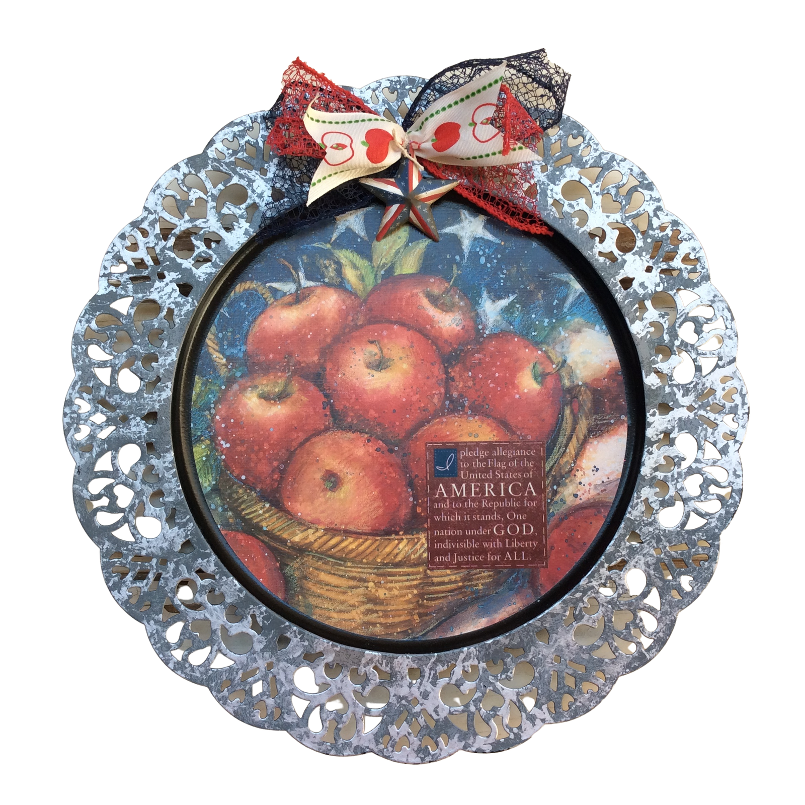 AGD Patriotic Decor - Pledge Allegiance Apple Basket Charger Plate