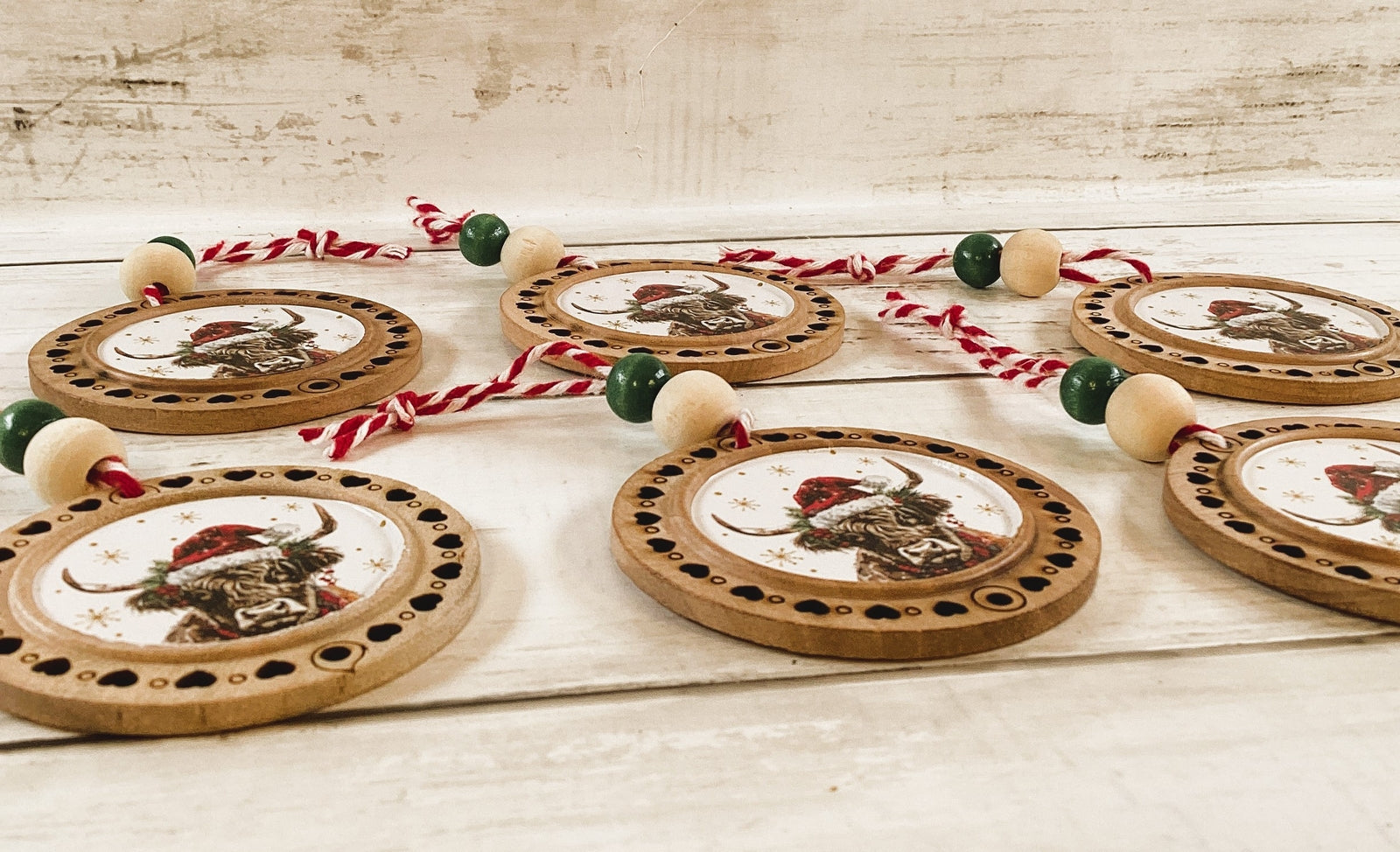 AGD Christmas Decor - Highland Scottish Cute Cow Ornaments 6pc Set