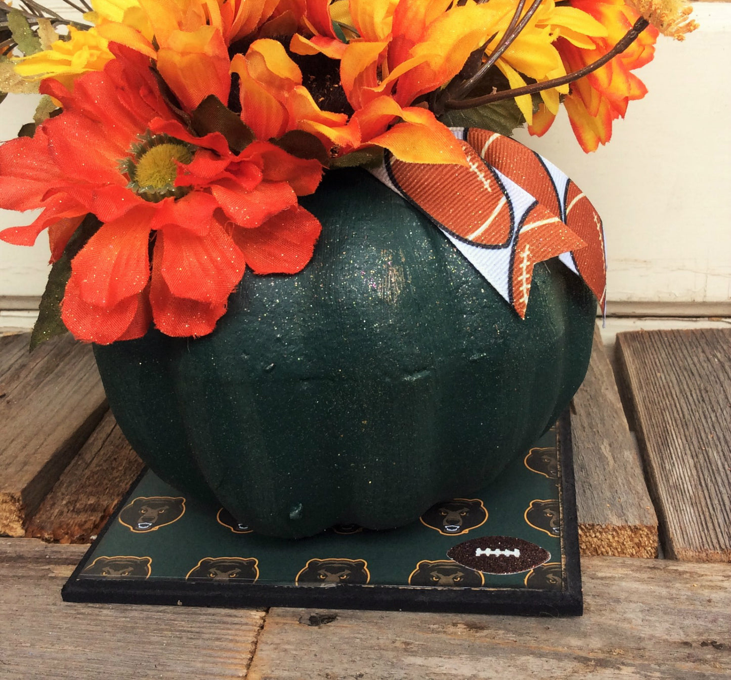 AG Designs Fall Decor - Floral Pumpkin College Football Mums Baylor U  #718/24