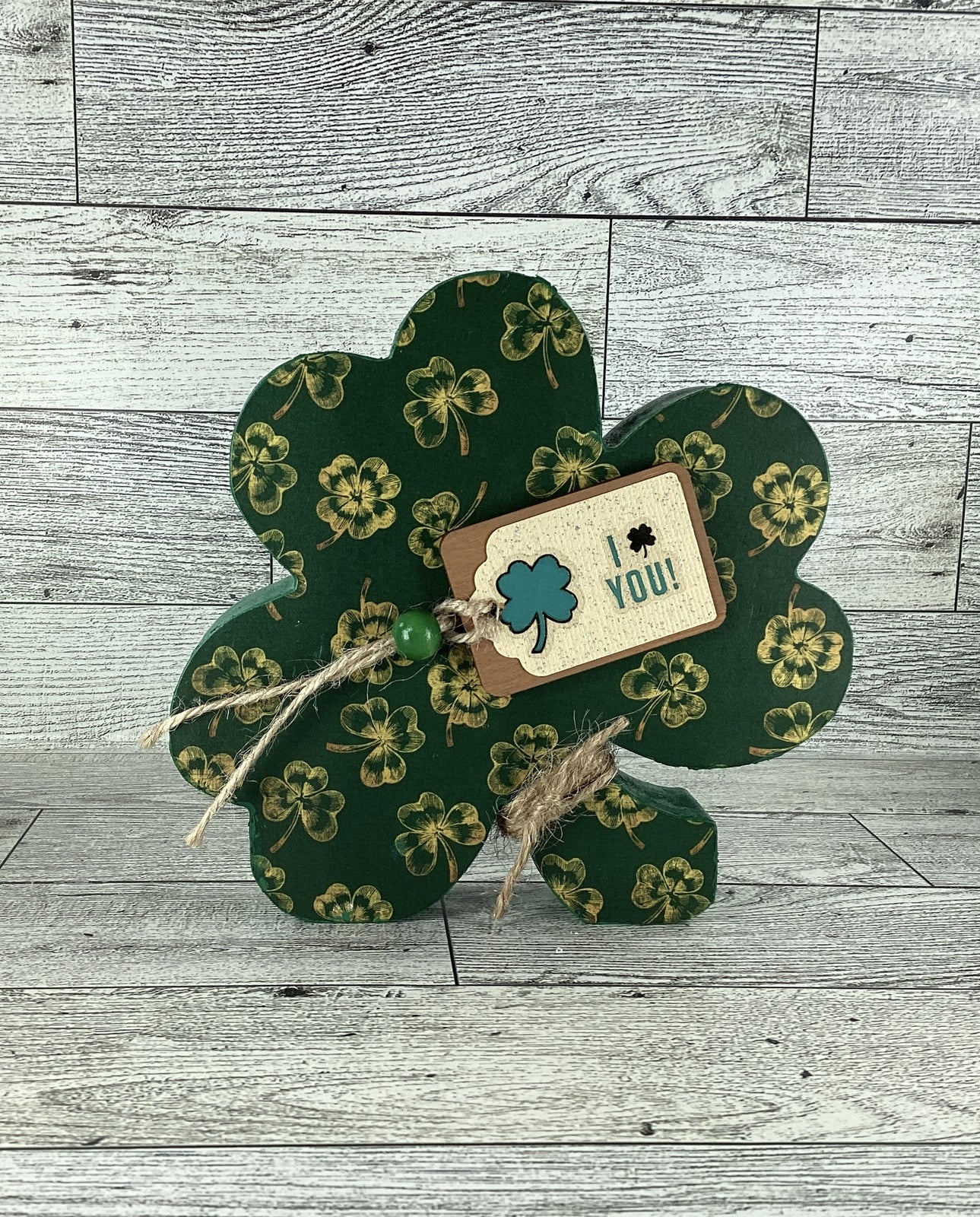 AGD Saint Patrick Decor - Chunky Wood Shamrock Sitter 3pc Set