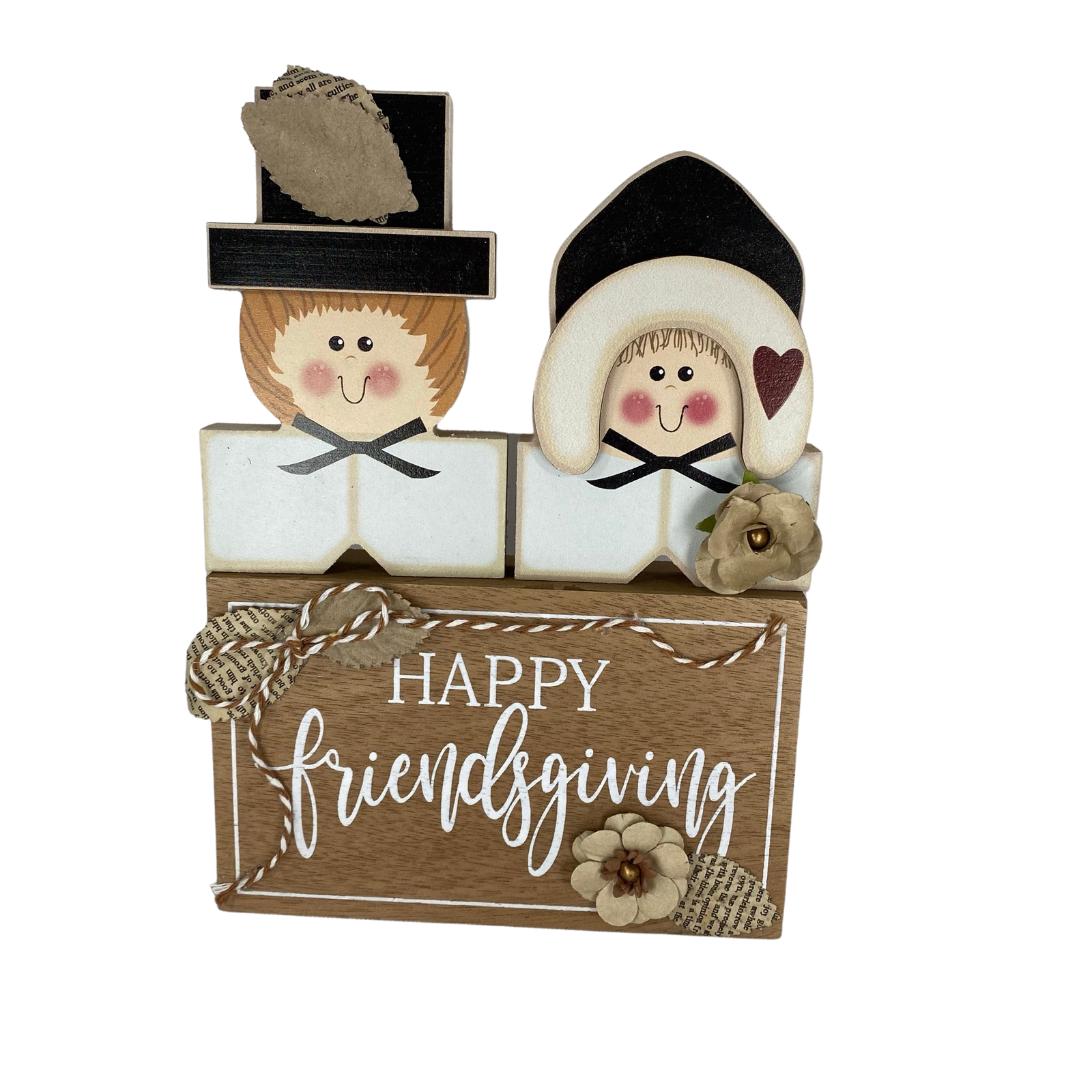 AGD Fall Decor - Happy Friendsgiving Reversible Box Sign Pilgrims 3pc