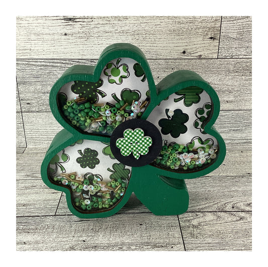 AGD Saint Patrick Decor - Irish Shamrock Chunky Wood Shaker Sitter