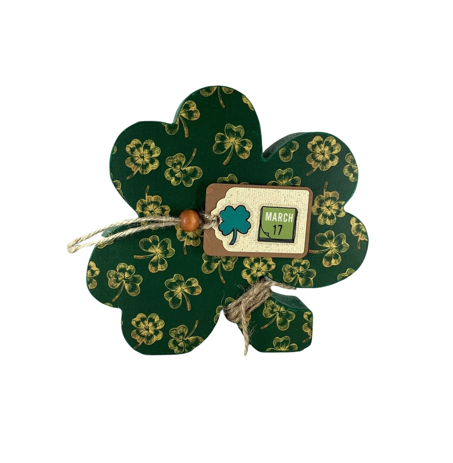 AGD Saint Patrick Decor - Chunky Wood Shamrock Sitter 3pc Set