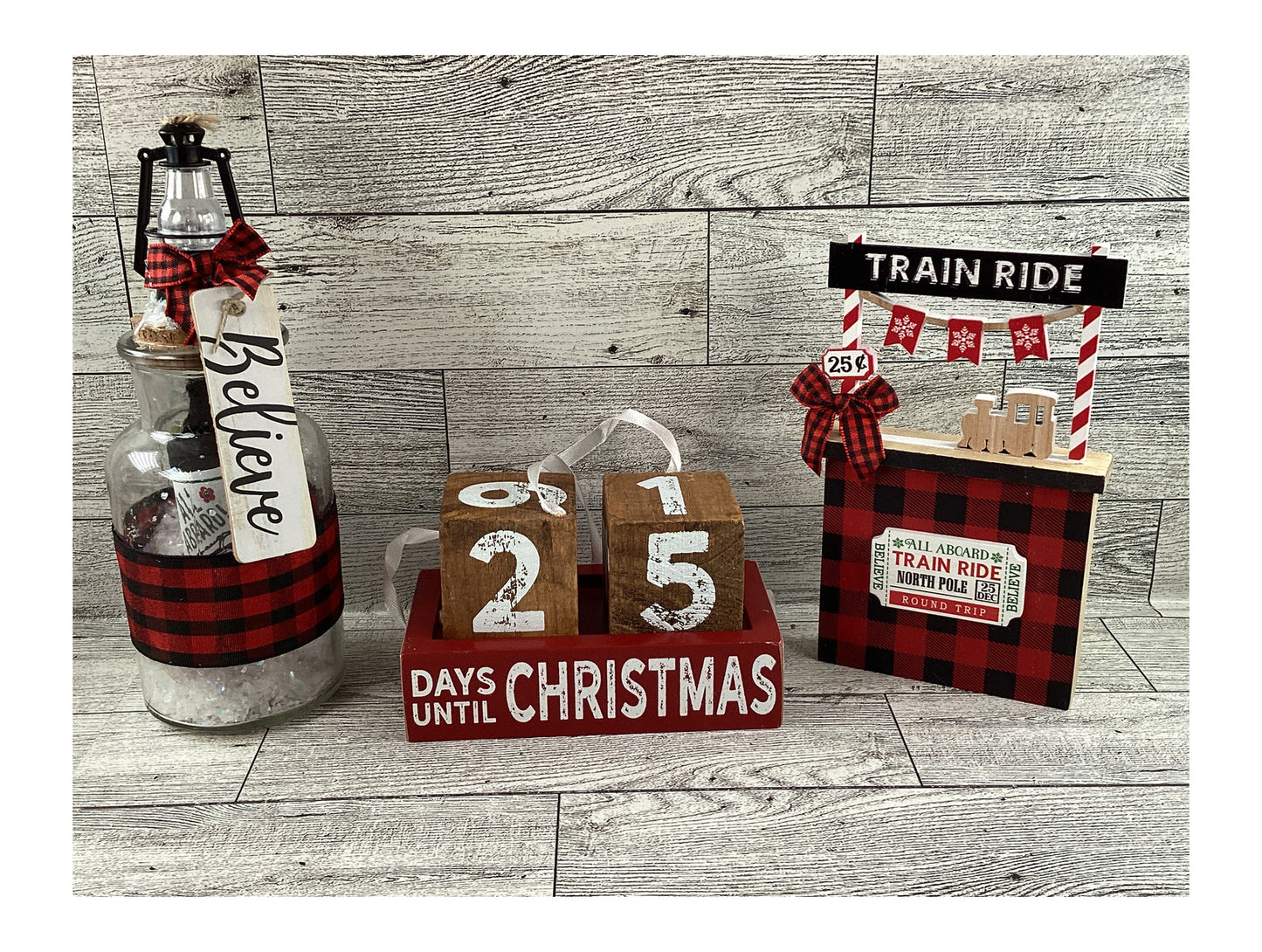 AGD Christmas Decor - Shaker Jar Countdown Calendar Booth Tier Tray 3pc Set