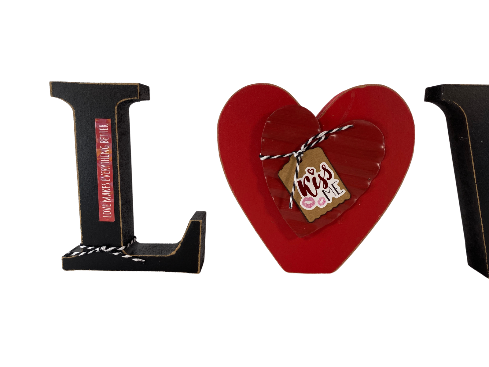 Valentines Decor - Chunky Wood Heart Love Letter Word Tabletop Display