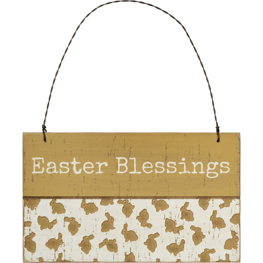 PBK Spring Decor - Easter Blessings Wood Debossed Small Sign Ornament