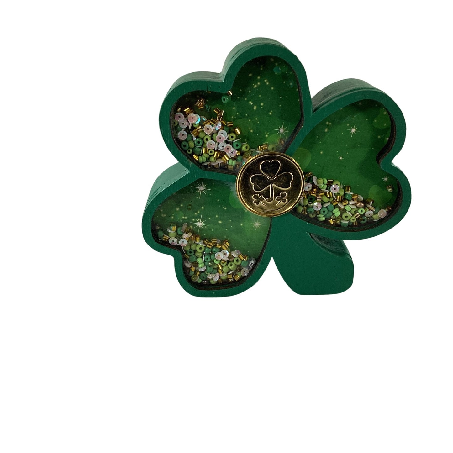 AGD St Patrick Decor -  Shamrock Chunky Wood Shaker Sitter 2pc