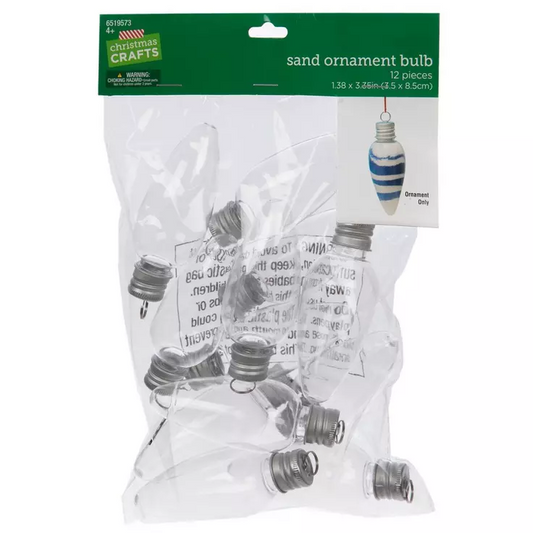 HL Christmas Supply - DIY Clear Fillable Plastic Lightbulb Ornament 12pc